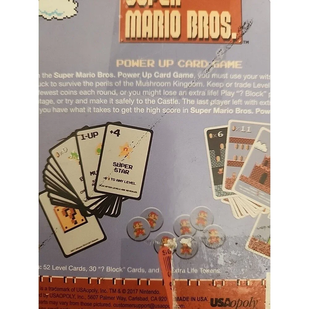 Super Mario Bros Power Up Card Small Box Board Game